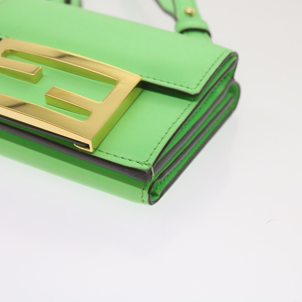 FENDI Mamma Baguette Shoulder Bag Leather Green68908A