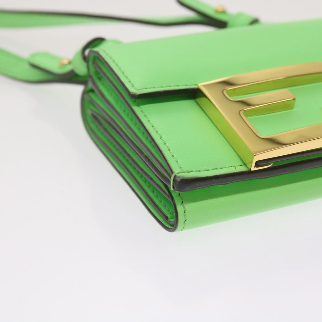 FENDI Mamma Baguette Shoulder Bag Leather Green68908A