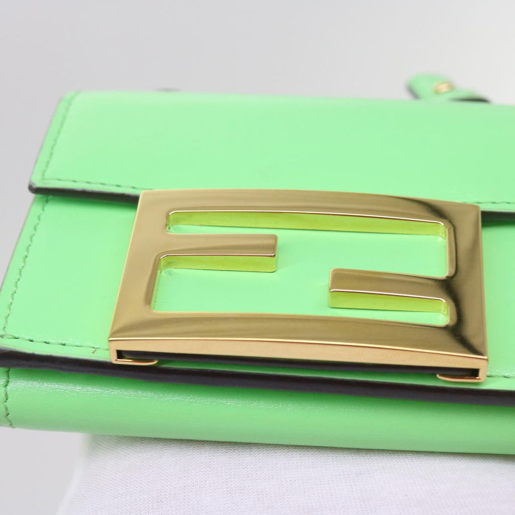 FENDI Mamma Baguette Shoulder Bag Leather Green68908A