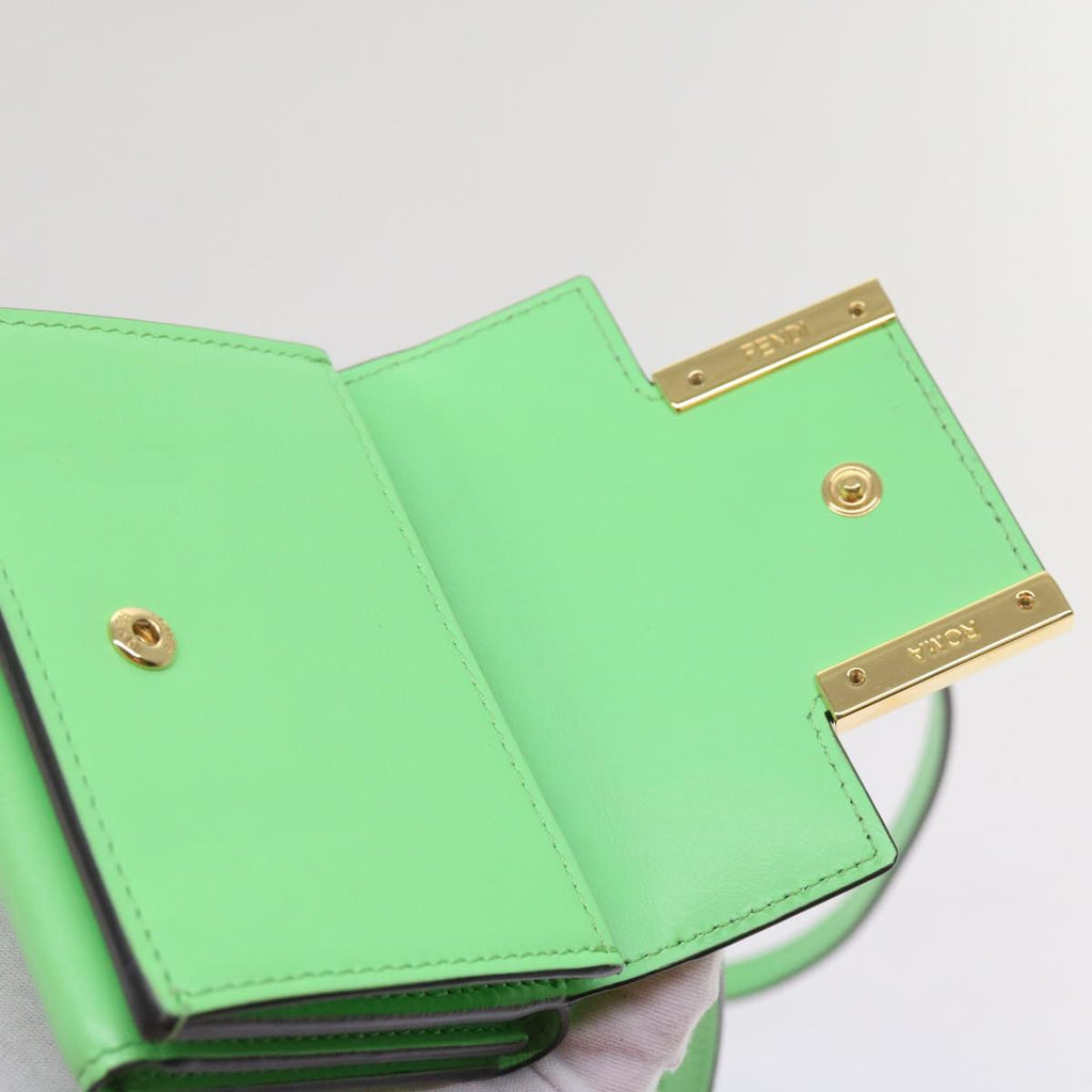 FENDI Mamma Baguette Shoulder Bag Leather Green68908A