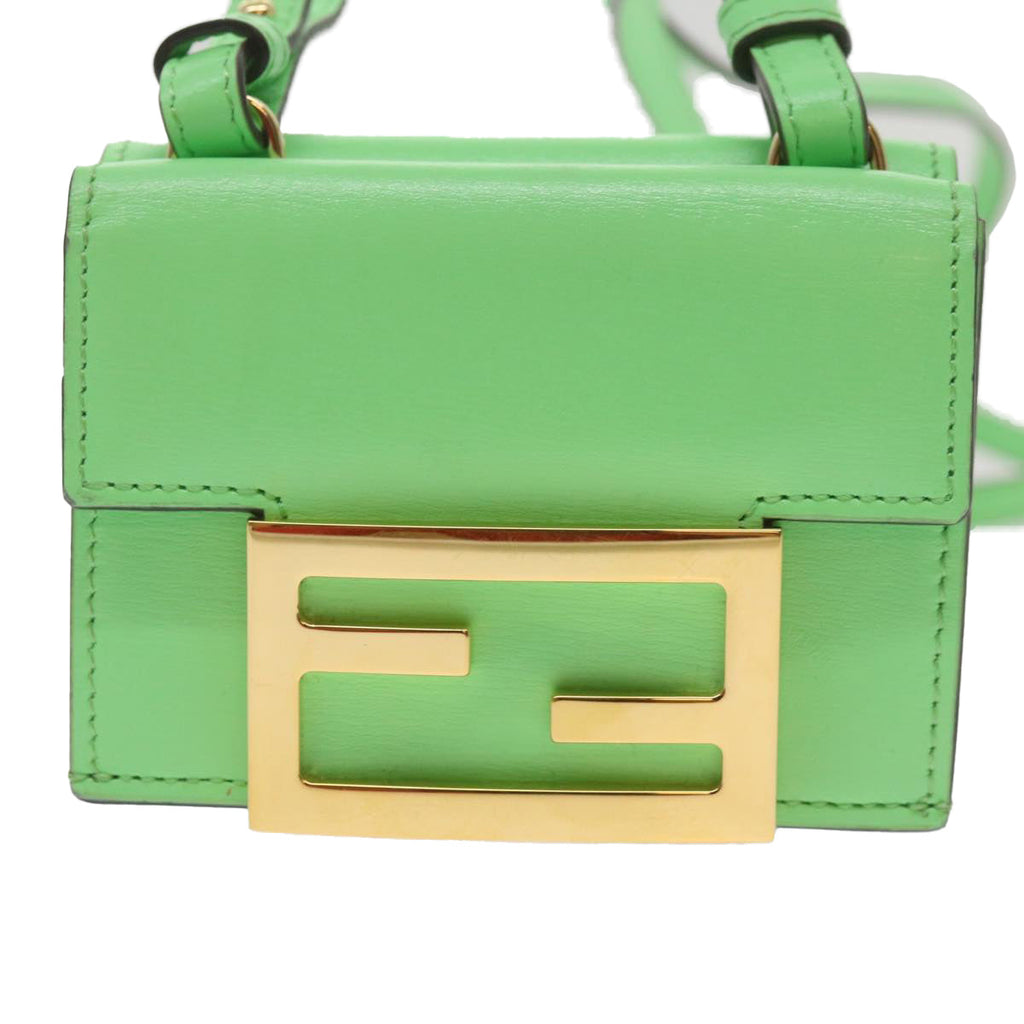 FENDI Mamma Baguette Shoulder Bag Leather Green68908A