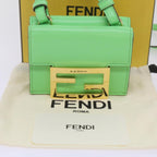 FENDI Mamma Baguette Shoulder Bag Leather Green68908A