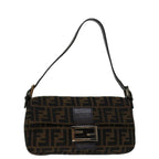 FENDI Zucca Canvas Mamma Baguette Shoulder Bag Black Brown68938A