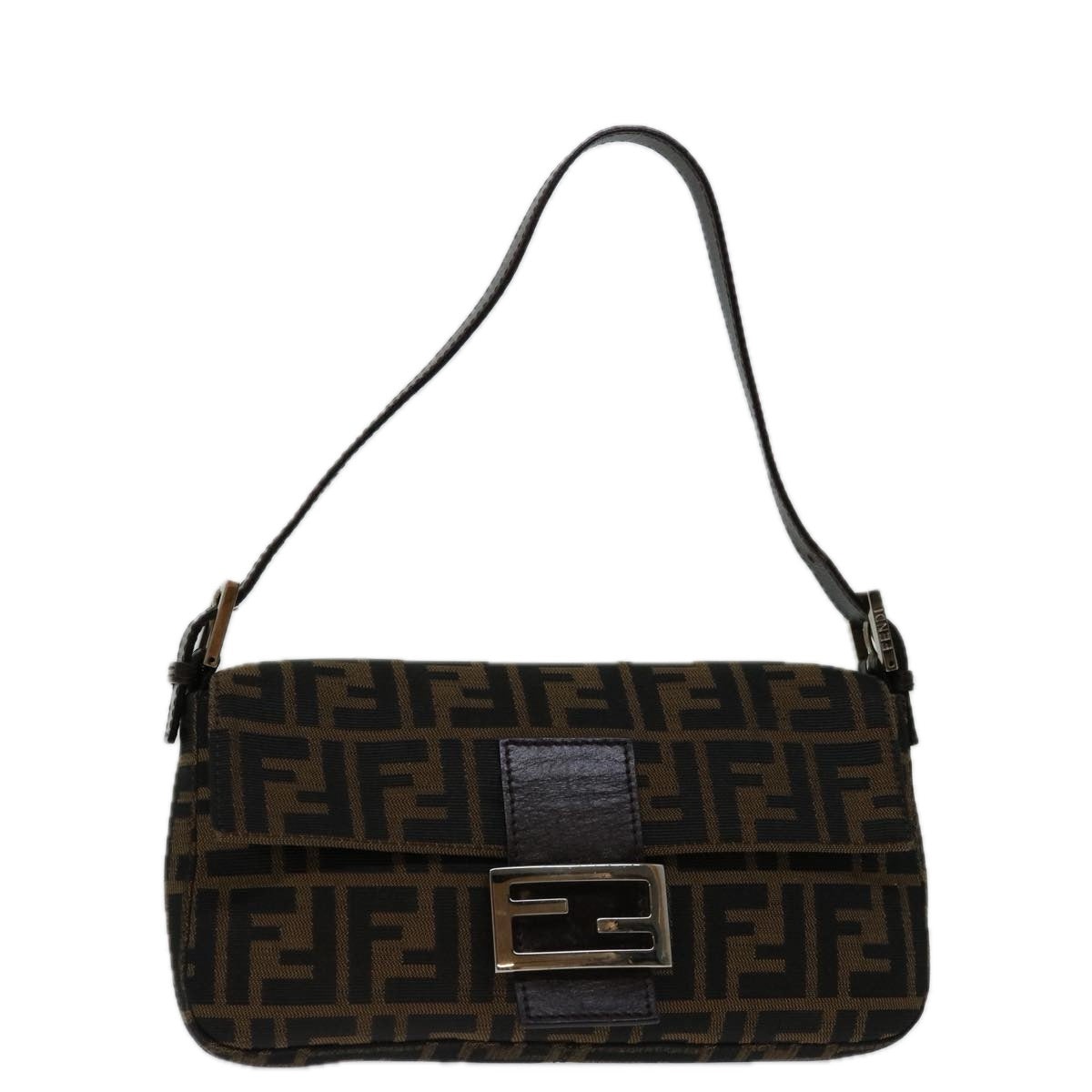 FENDI Zucca Canvas Mamma Baguette Shoulder Bag Black Brown68938A