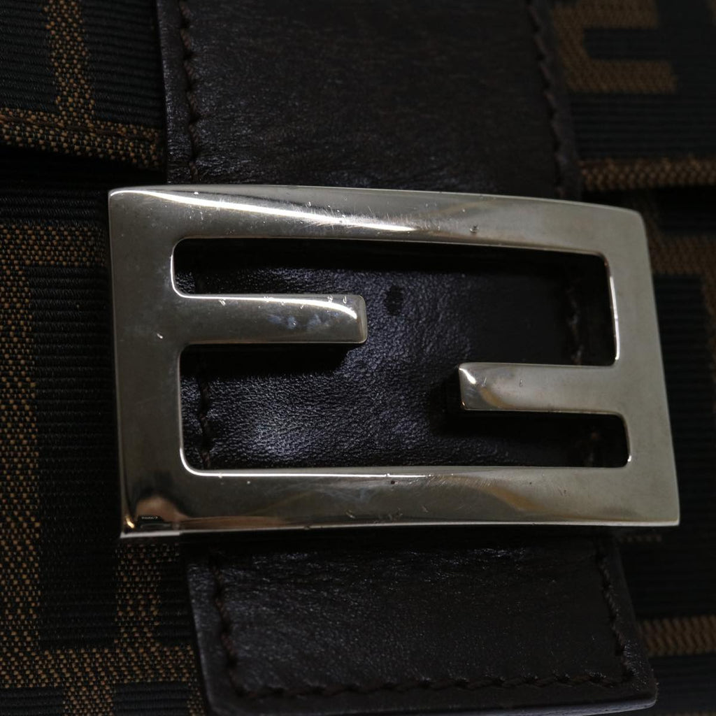 FENDI Zucca Canvas Mamma Baguette Shoulder Bag Black Brown68938A