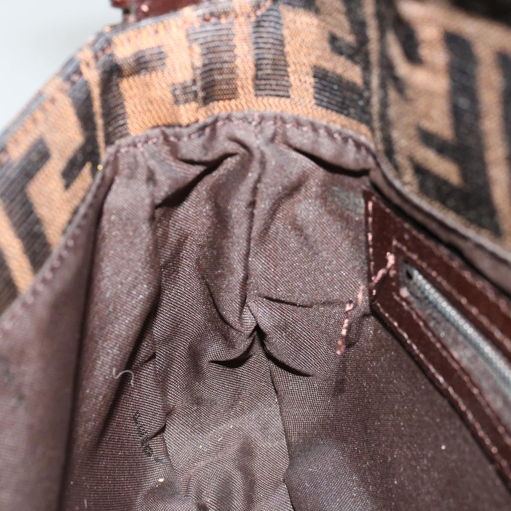 FENDI Zucca Canvas Mamma Baguette Shoulder Bag Black Brown68938A