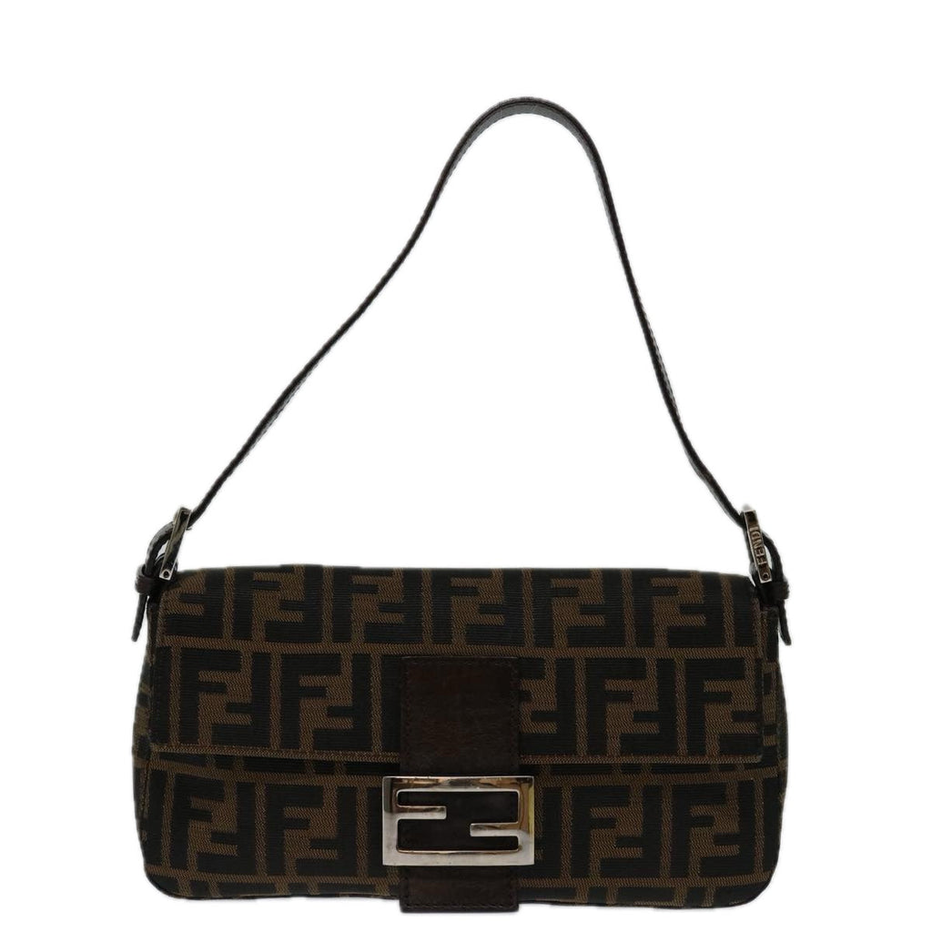 FENDI Zucca Canvas Mamma Baguette Shoulder Bag Black Brown68938A