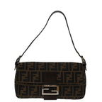FENDI Zucca Canvas Mamma Baguette Shoulder Bag Black Brown68938A