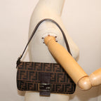 FENDI Zucca Canvas Mamma Baguette Shoulder Bag Black Brown68938A