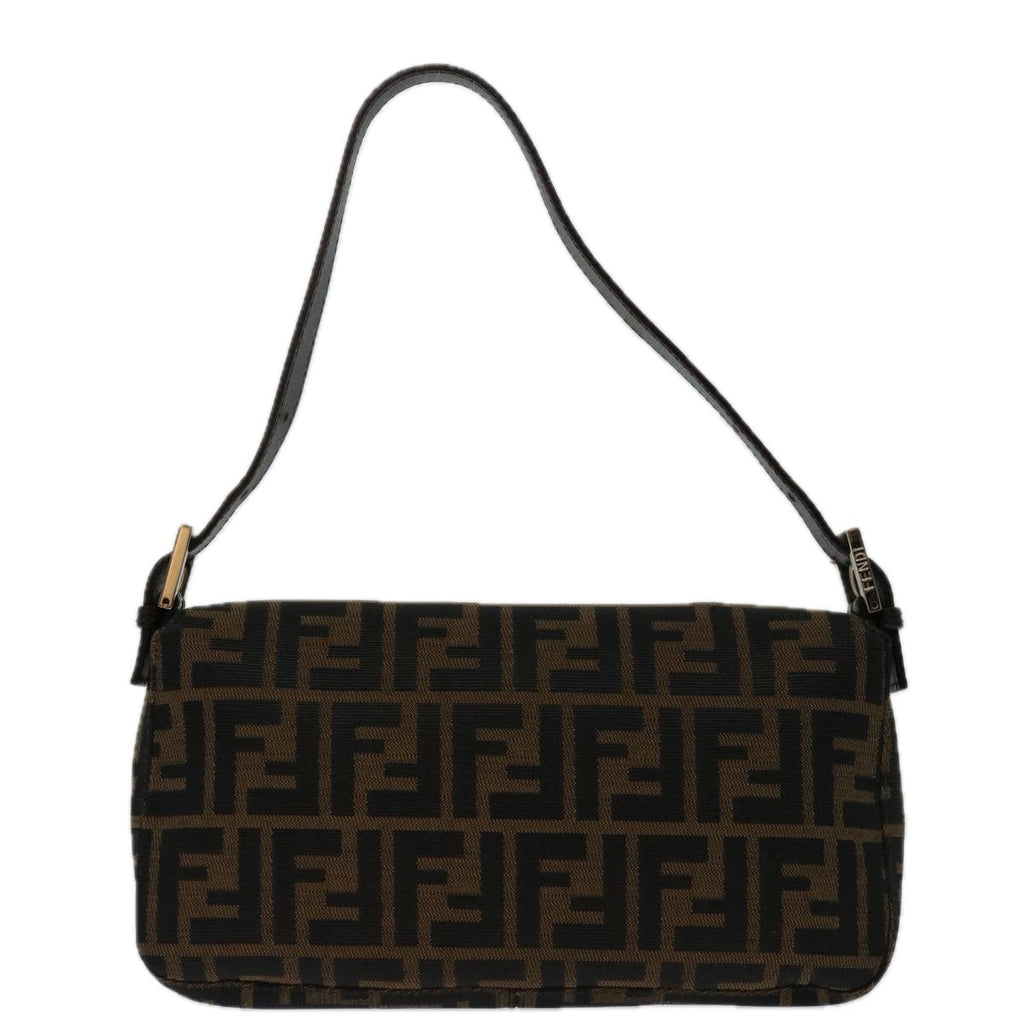 FENDI Zucca Canvas Mamma Baguette Shoulder Bag Black Brown68938A