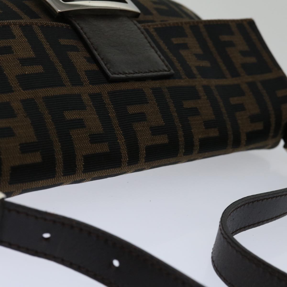 FENDI Zucca Canvas Mamma Baguette Shoulder Bag Black Brown68938A