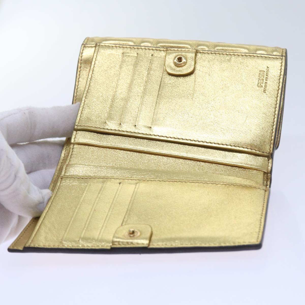 FENDI Zucca Canvas Mamma Wallet Gold68984