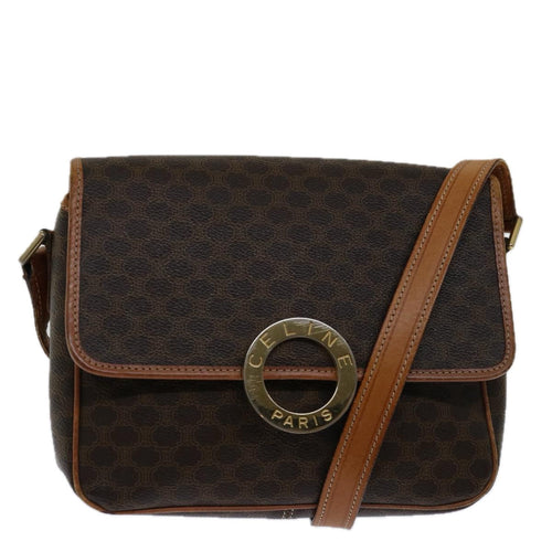 CELINE Macadam Canvas Shoulder Bag PVC Brown Auth 68999
