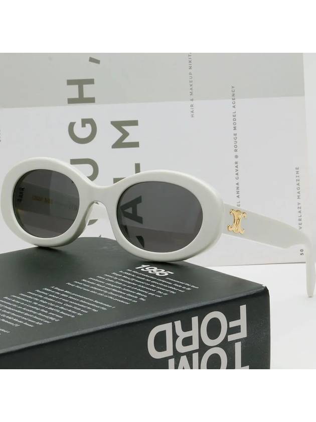CELINE Eyewear Triomphe Logo Temple Sunglasses White