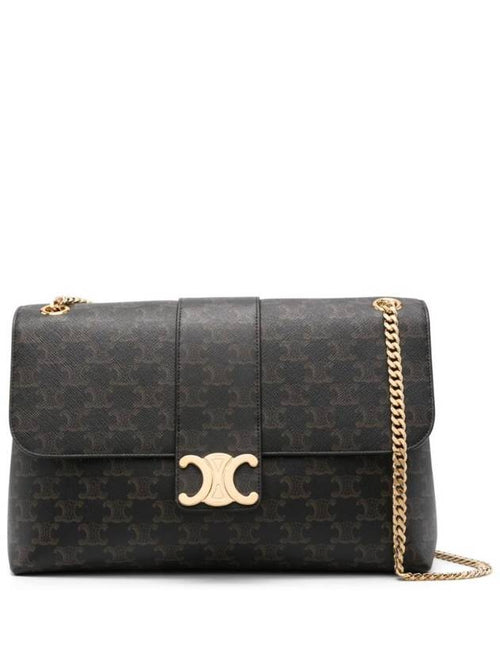 CELINE Victoire Triomphe Large Canvas Shoulder Bag Tan