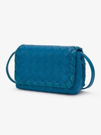 Bottega Veneta Mini Intrecciato Cross Bag Blue