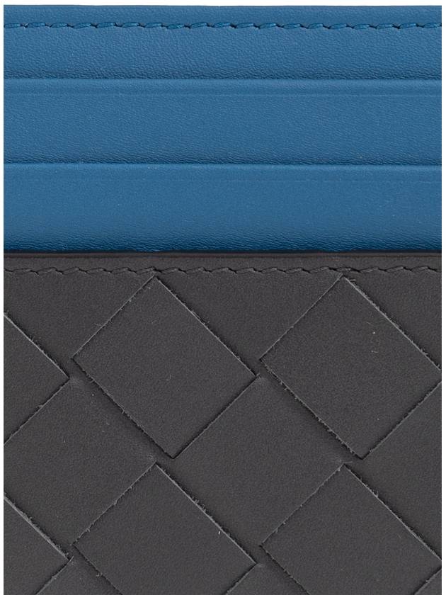 Bottega Veneta Intrecciato Two-Tone Card Wallet Blue Black