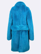 Bottega Veneta 680332 V1DS0 4467 Blue Shearling Fur Lambskin Women s Belt Coat