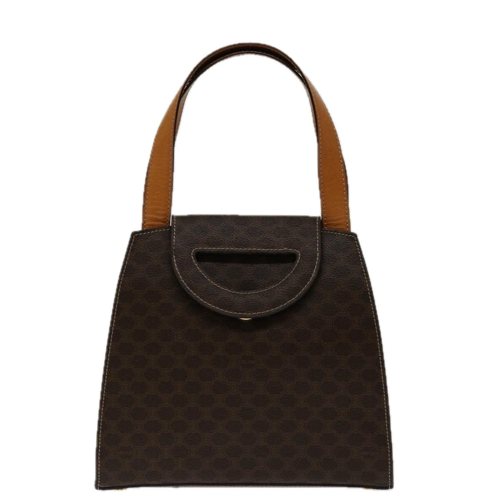 CELINE Macadam Canvas Hand Bag PVC 2way Brown Auth 69000