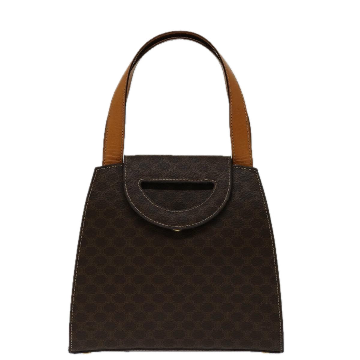 CELINE Macadam Canvas Hand Bag PVC 2way Brown Auth 69000
