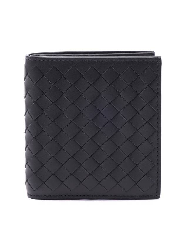 Bottega Veneta Intrecciato Small Folder Half Wallet Dark Grey