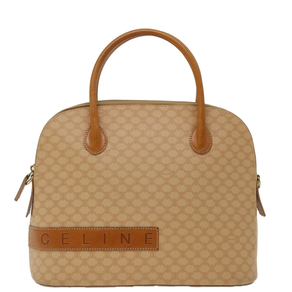 CELINE Macadam Canvas Hand Bag PVC Leather 2way Beige  69018