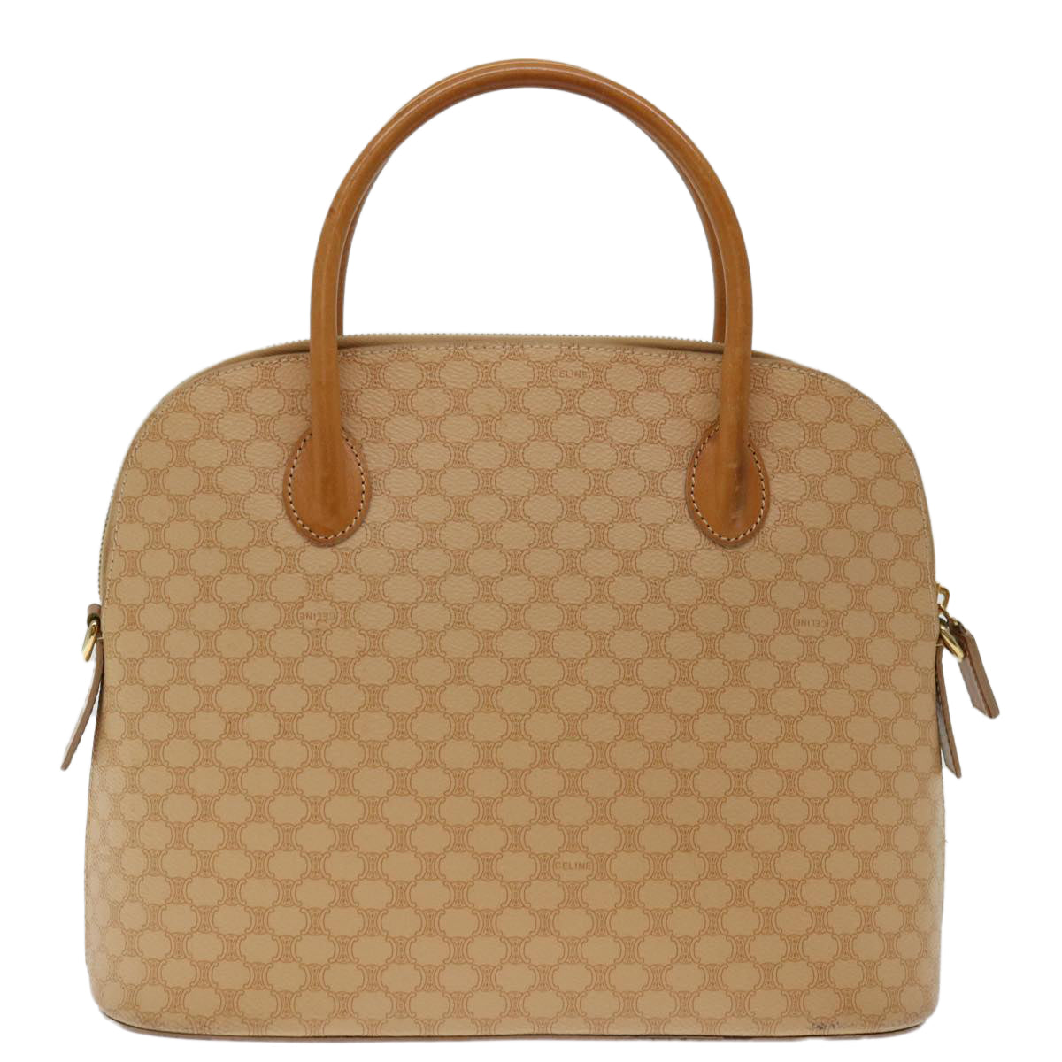 CELINE Macadam Canvas Hand Bag PVC Leather 2way Beige  69018