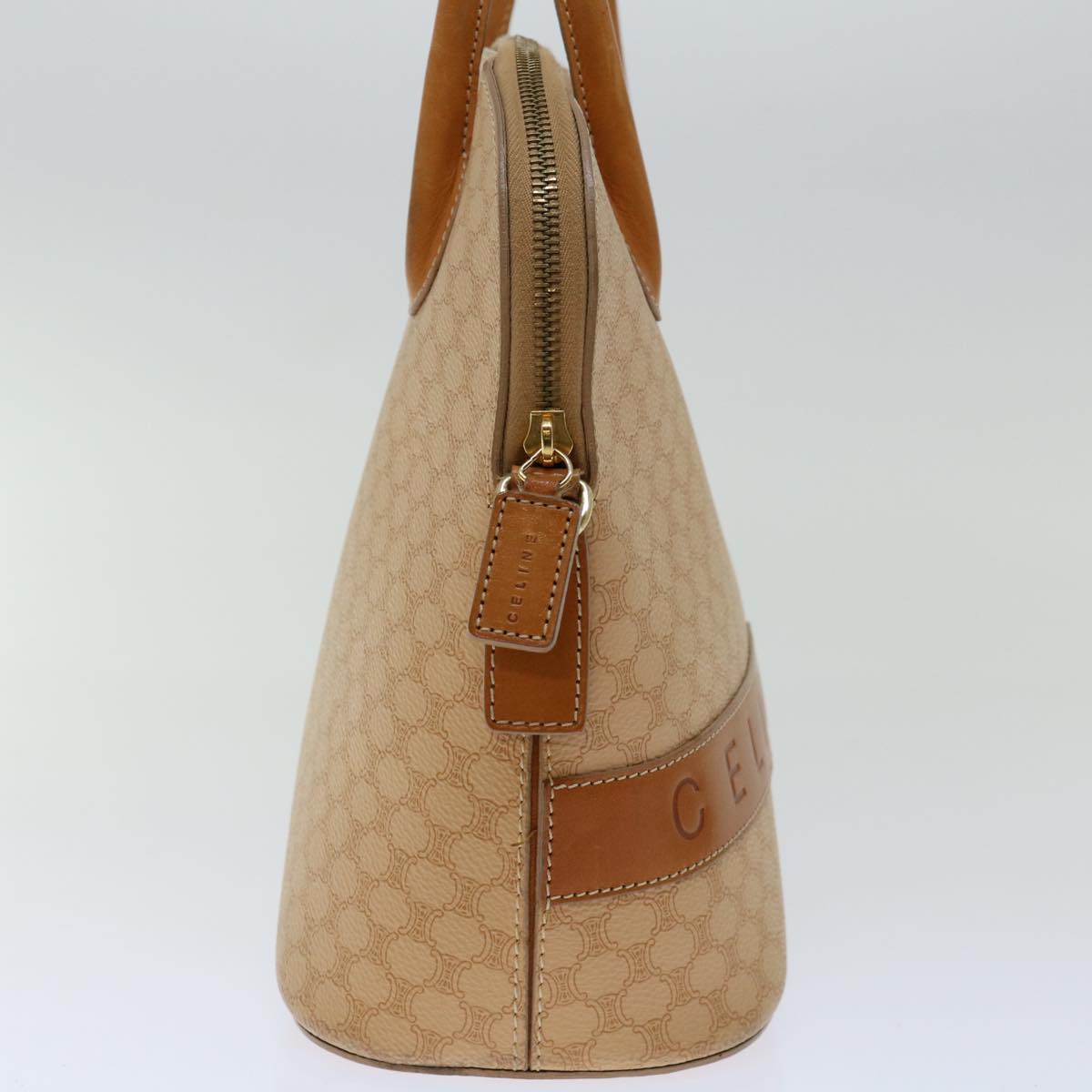 CELINE Macadam Canvas Hand Bag PVC Leather 2way Beige  69018