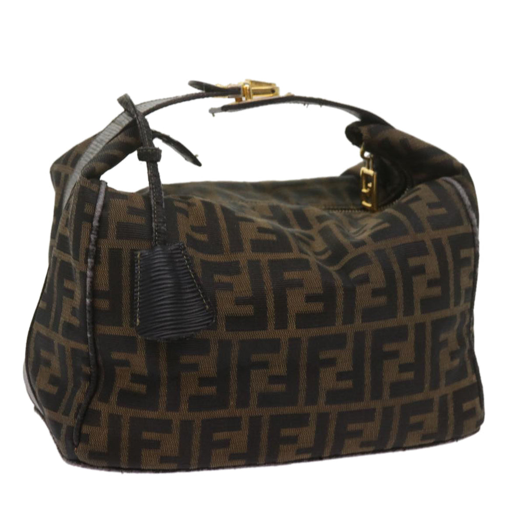 FENDI Zucca Canvas Vanity Hand Bag Brown Black69040