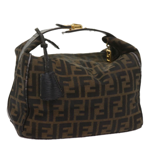 FENDI Zucca Canvas Vanity Hand Bag Brown Black69040