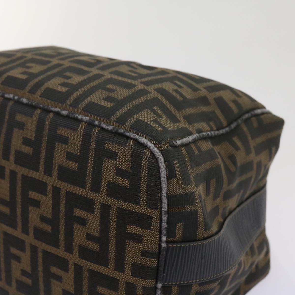 FENDI Zucca Canvas Vanity Hand Bag Brown Black69040