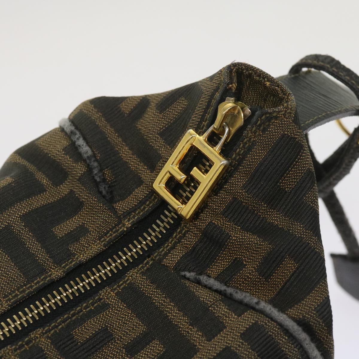 FENDI Zucca Canvas Vanity Hand Bag Brown Black69040