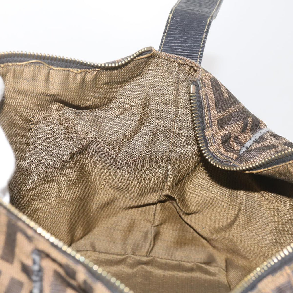 FENDI Zucca Canvas Vanity Hand Bag Brown Black69040