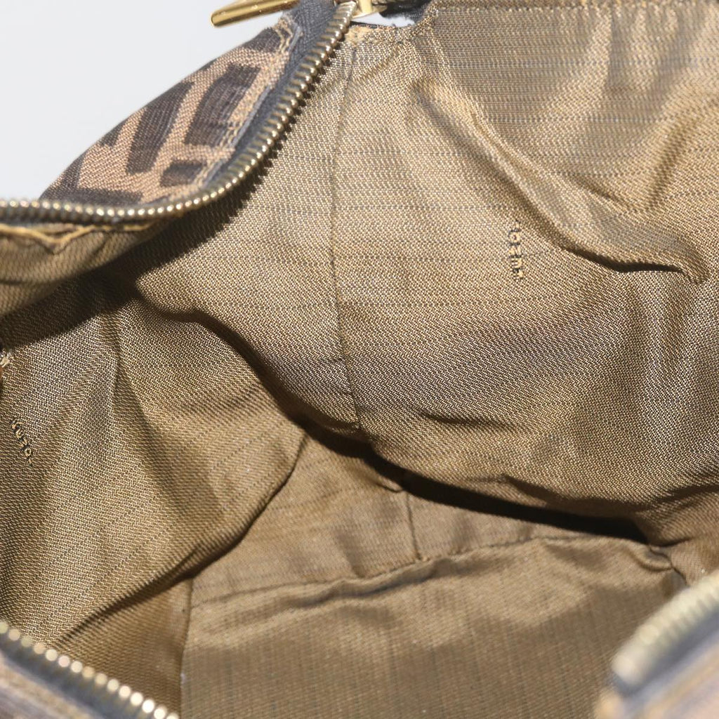 FENDI Zucca Canvas Vanity Hand Bag Brown Black69040