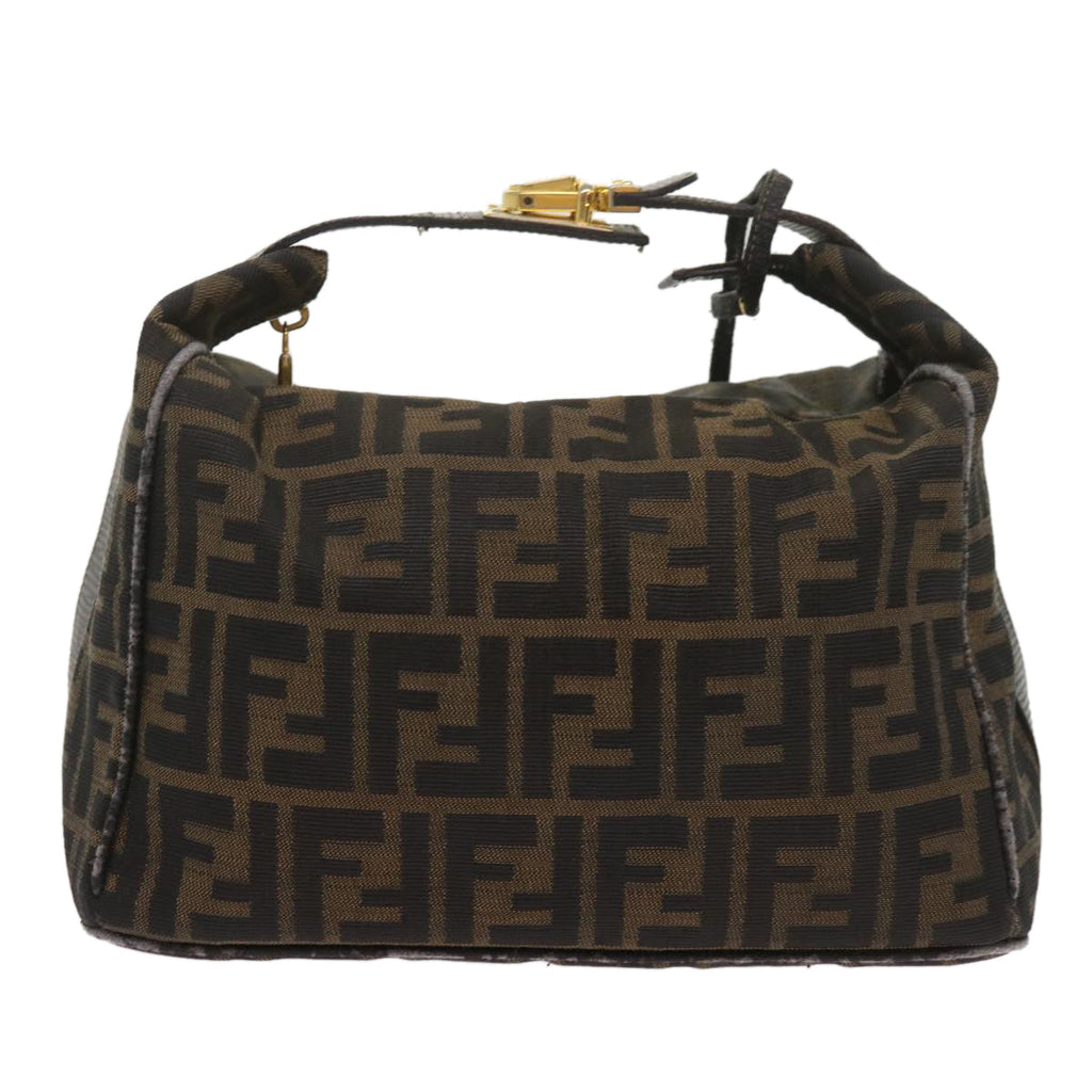 FENDI Zucca Canvas Vanity Hand Bag Brown Black69040