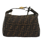 FENDI Zucca Canvas Vanity Hand Bag Brown Black69040