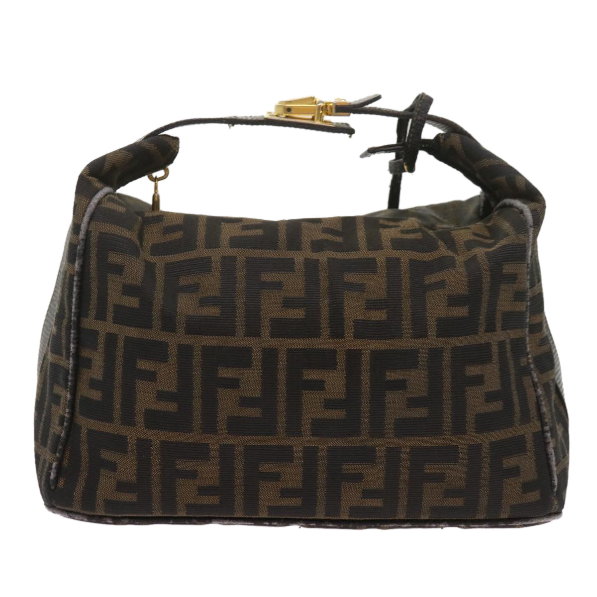 FENDI Zucca Canvas Vanity Hand Bag Brown Black69040