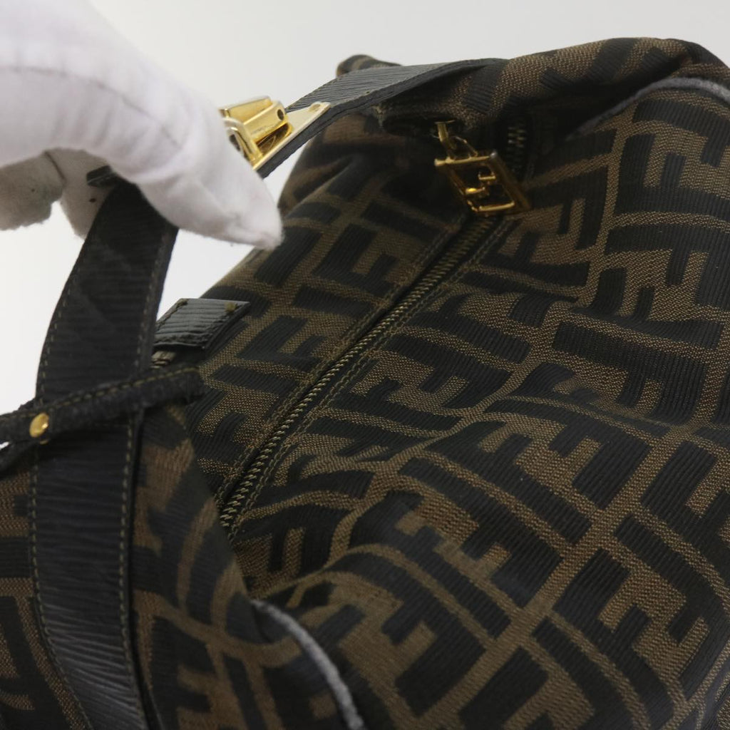 FENDI Zucca Canvas Vanity Hand Bag Brown Black69040