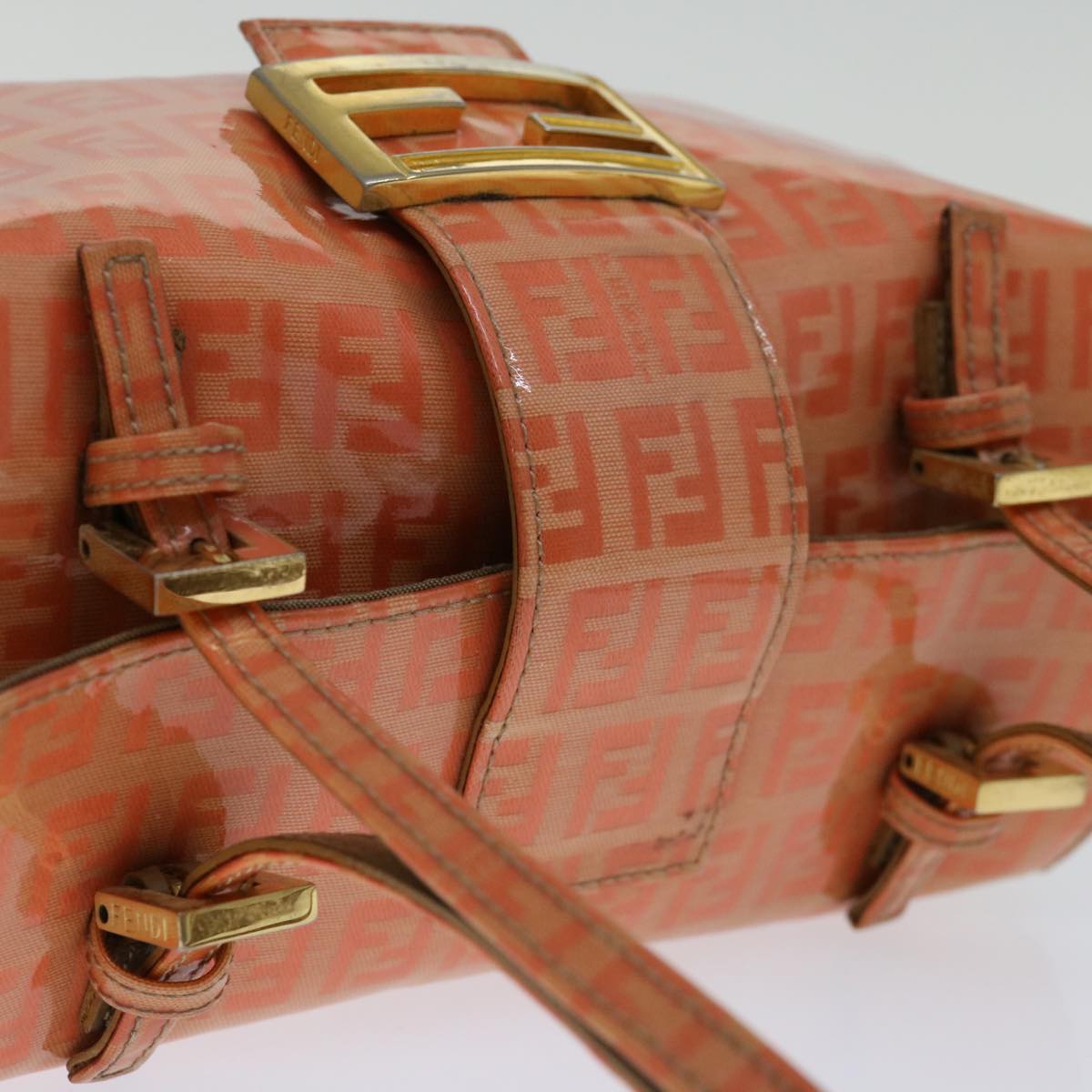 FENDI Zucchino Canvas Mamma Baguette Shoulder Bag Orange69113