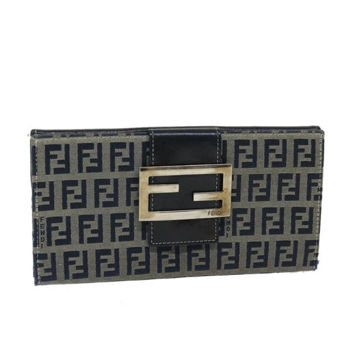 FENDI Zucchino Canvas Long Wallet Navy69136
