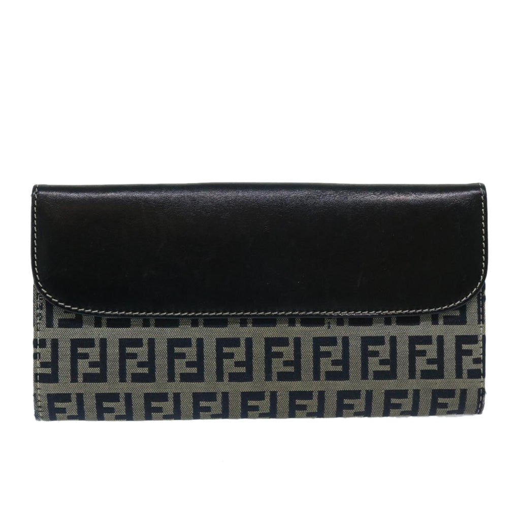 FENDI Zucchino Canvas Long Wallet Navy69136