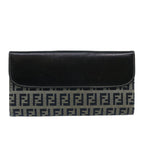 FENDI Zucchino Canvas Long Wallet Navy69136