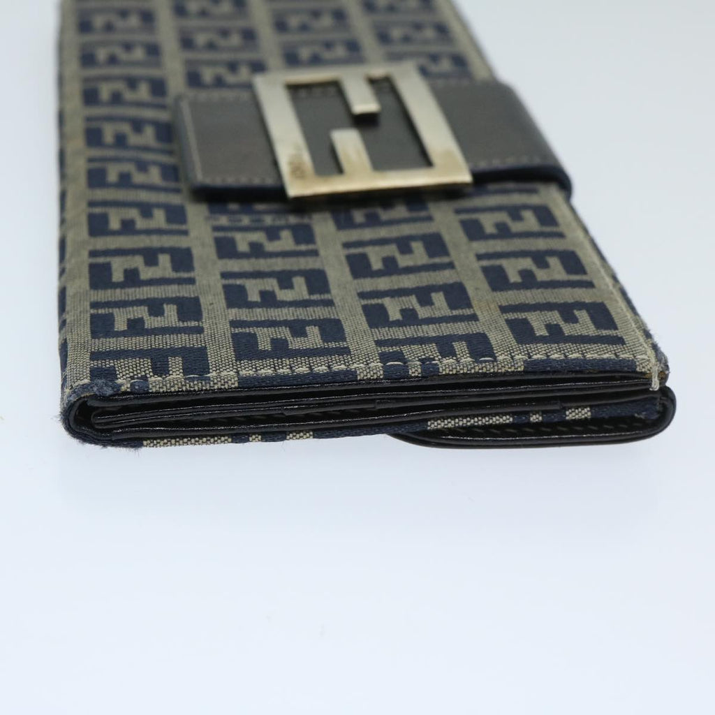 FENDI Zucchino Canvas Long Wallet Navy69136