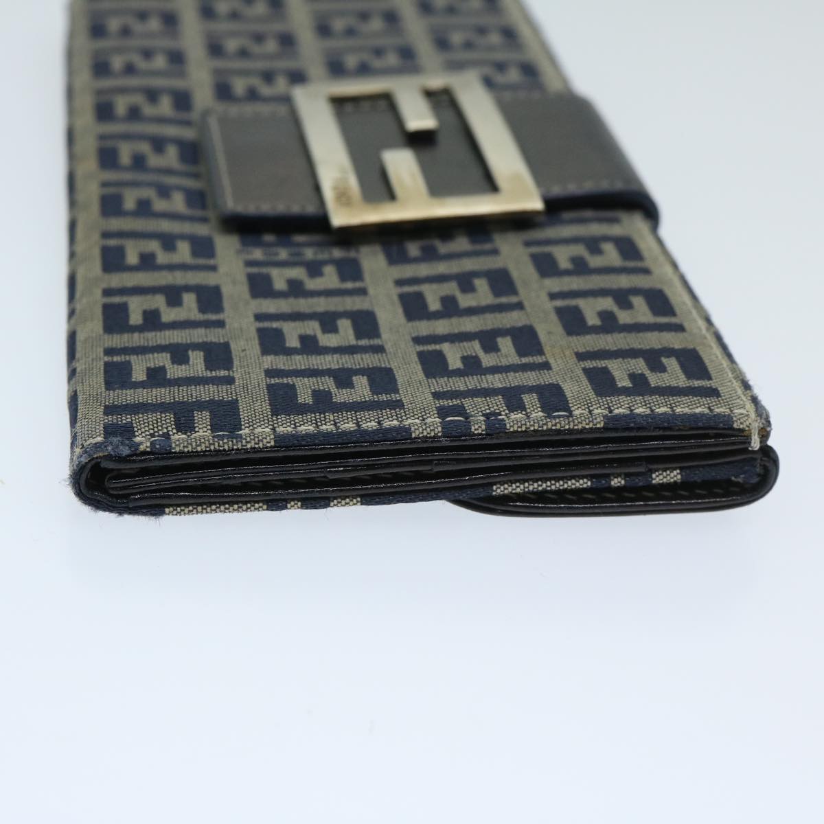 FENDI Zucchino Canvas Long Wallet Navy69136