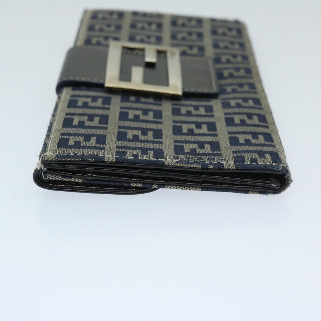FENDI Zucchino Canvas Long Wallet Navy69136