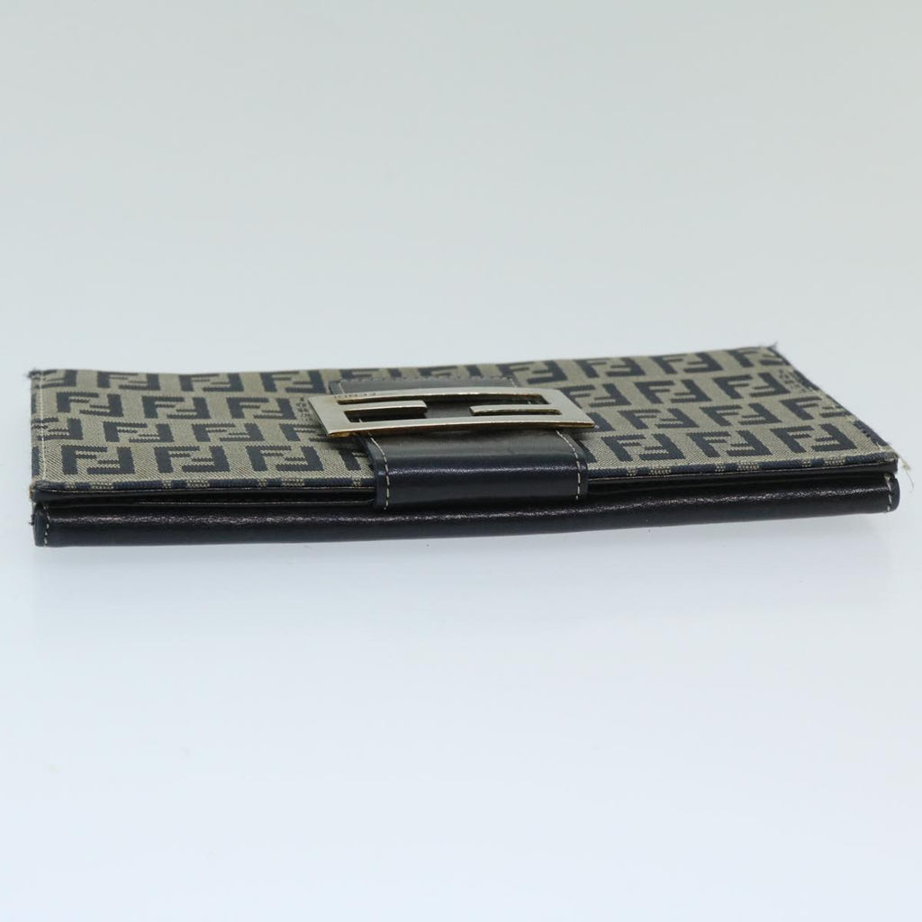 FENDI Zucchino Canvas Long Wallet Navy69136