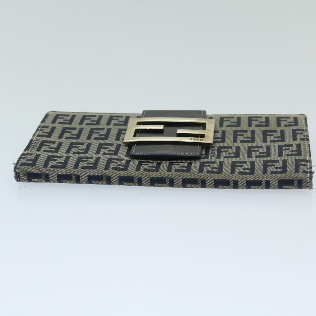 FENDI Zucchino Canvas Long Wallet Navy69136