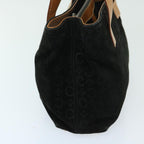 CELINE C Macadam Canvas Hand Bag Suede Black Brown  69140