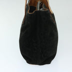 CELINE C Macadam Canvas Hand Bag Suede Black Brown  69140