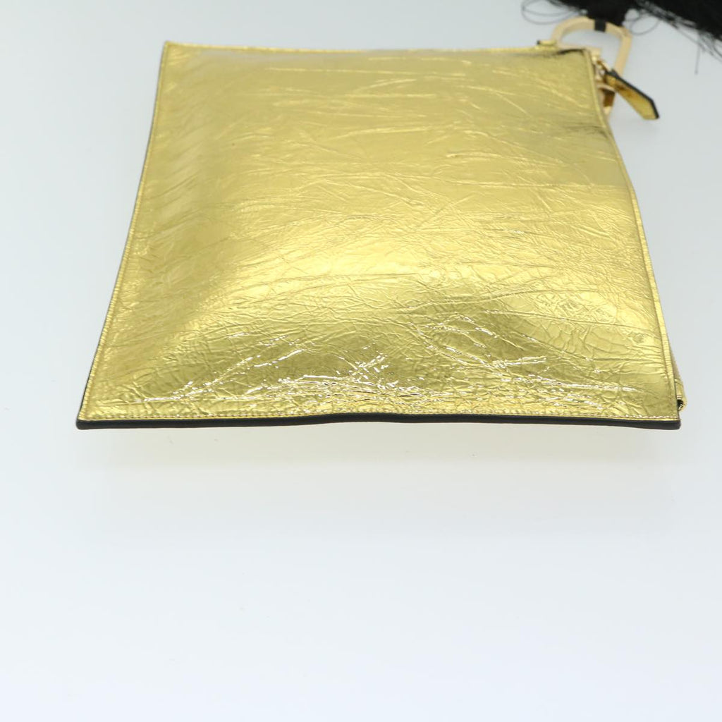 FENDI Clutch Bag Leather Gold Tone 8N017869145A